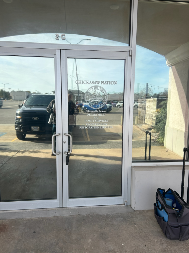 Etched Glass Graphics for the Chickasaw Nation Department of Family Services